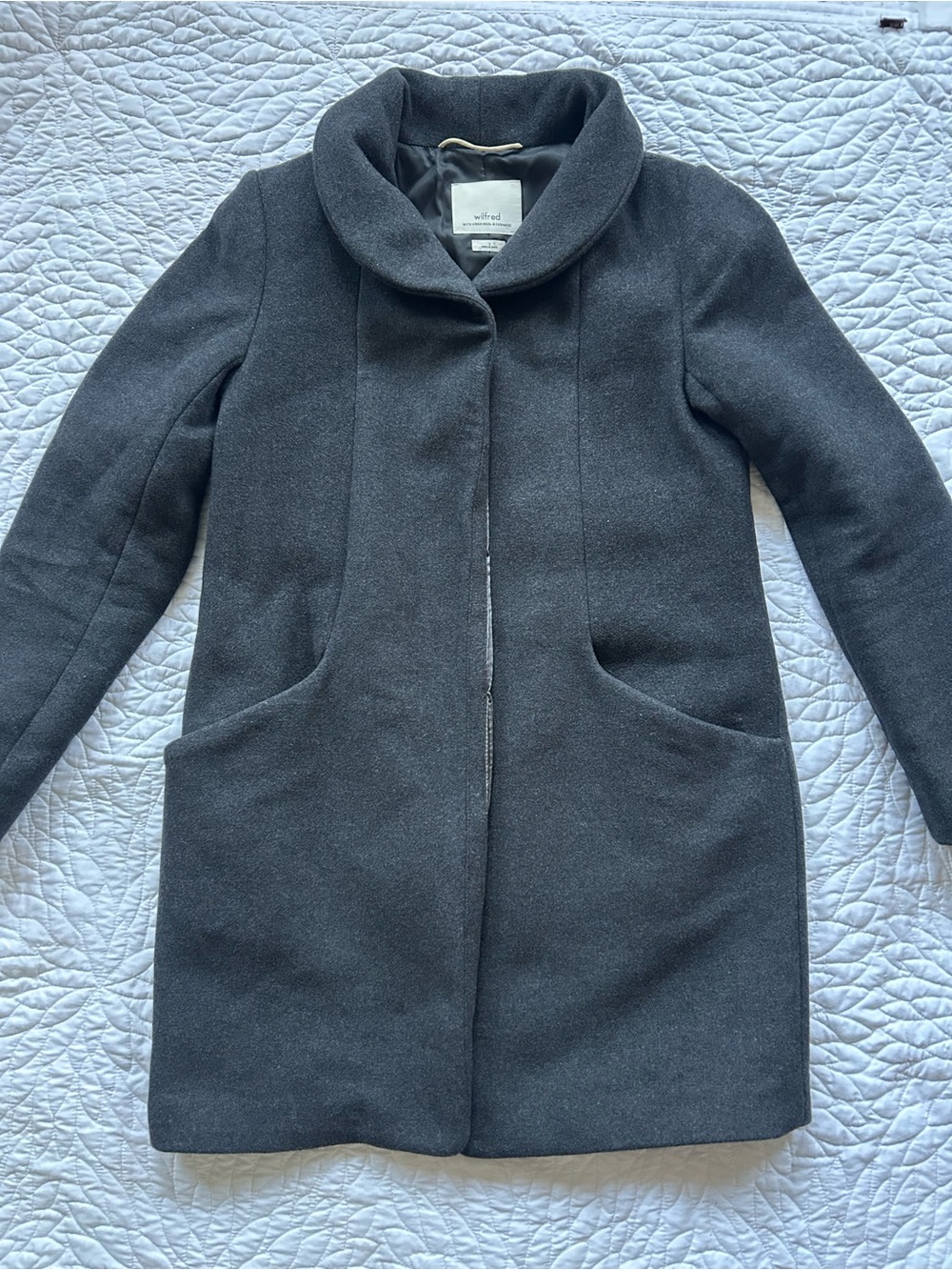 Aritzia Wilfred Cocoon Wool Blend Coat Dark Grey Size S Excellent Condition